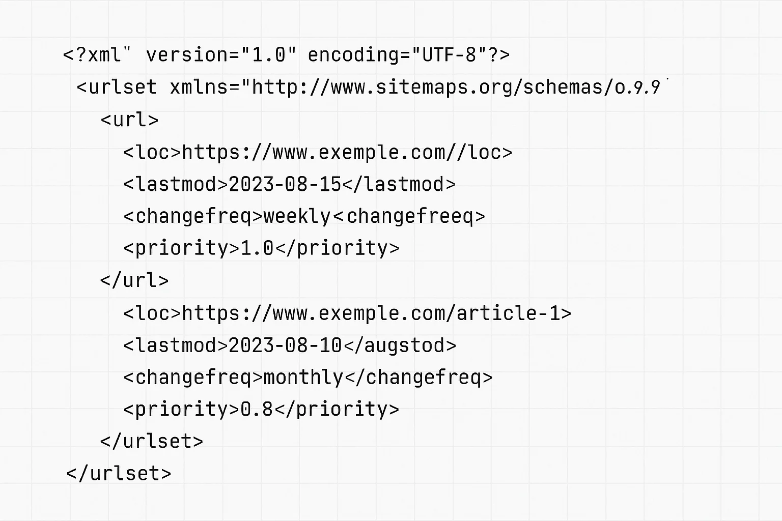 Exemple de fichier sitemap XML